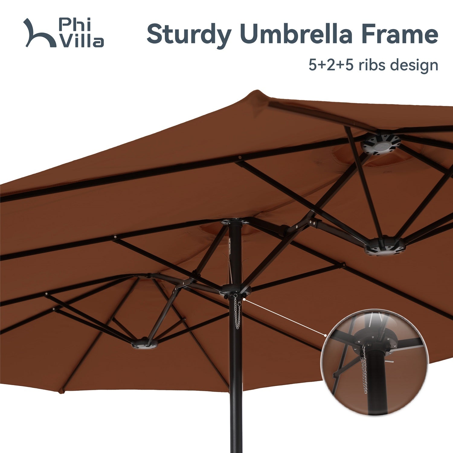 15ft Double-Sided Patio Extra Large Twin Umbrella with Base