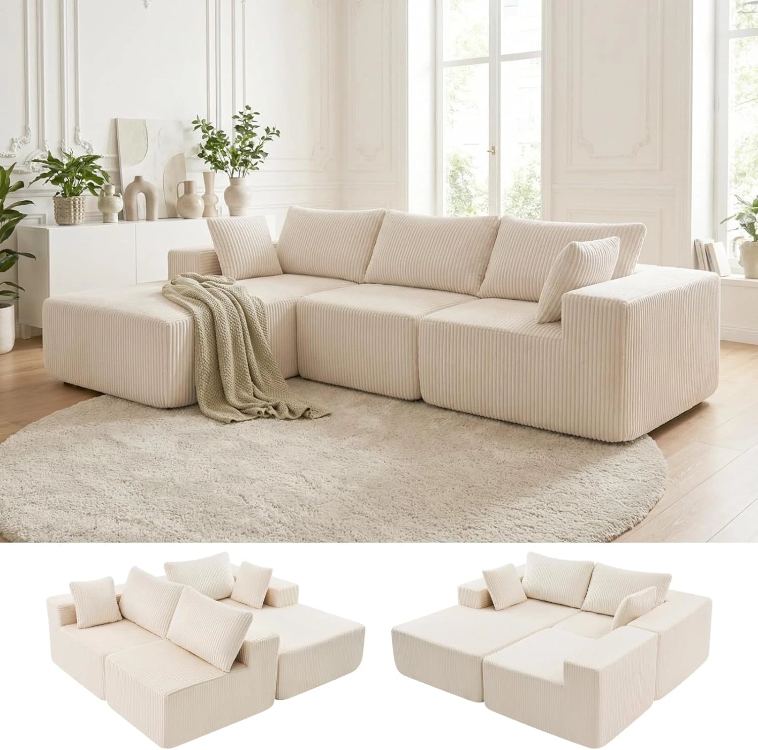 "Boneless Couch Beige" - Kanapa bez ramy Beżowa " XL Special"