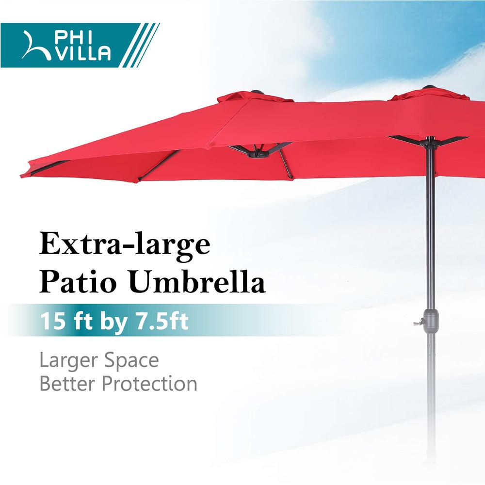 15ft Double-Sided Patio Extra Large Twin Umbrella with Base