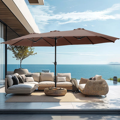 15ft Double-Sided Patio Extra Large Twin Umbrella with Base