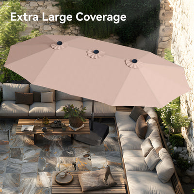 15ft Double-Sided Patio Extra Large Twin Umbrella with Base