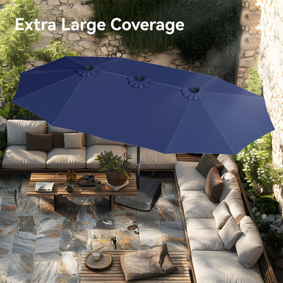 15ft Double-Sided Patio Extra Large Twin Umbrella with Base